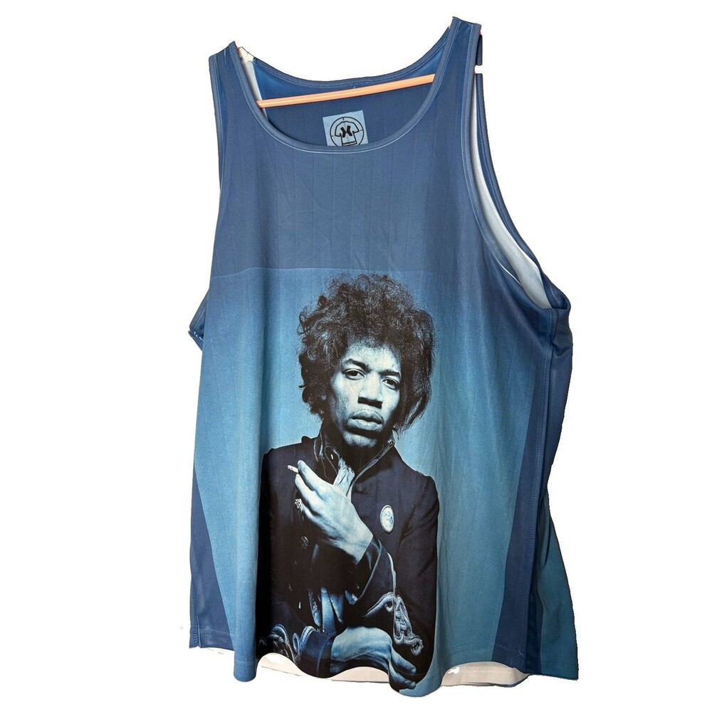 Jimi Hendrix Photo London, 1967 Blue tank Adult Large